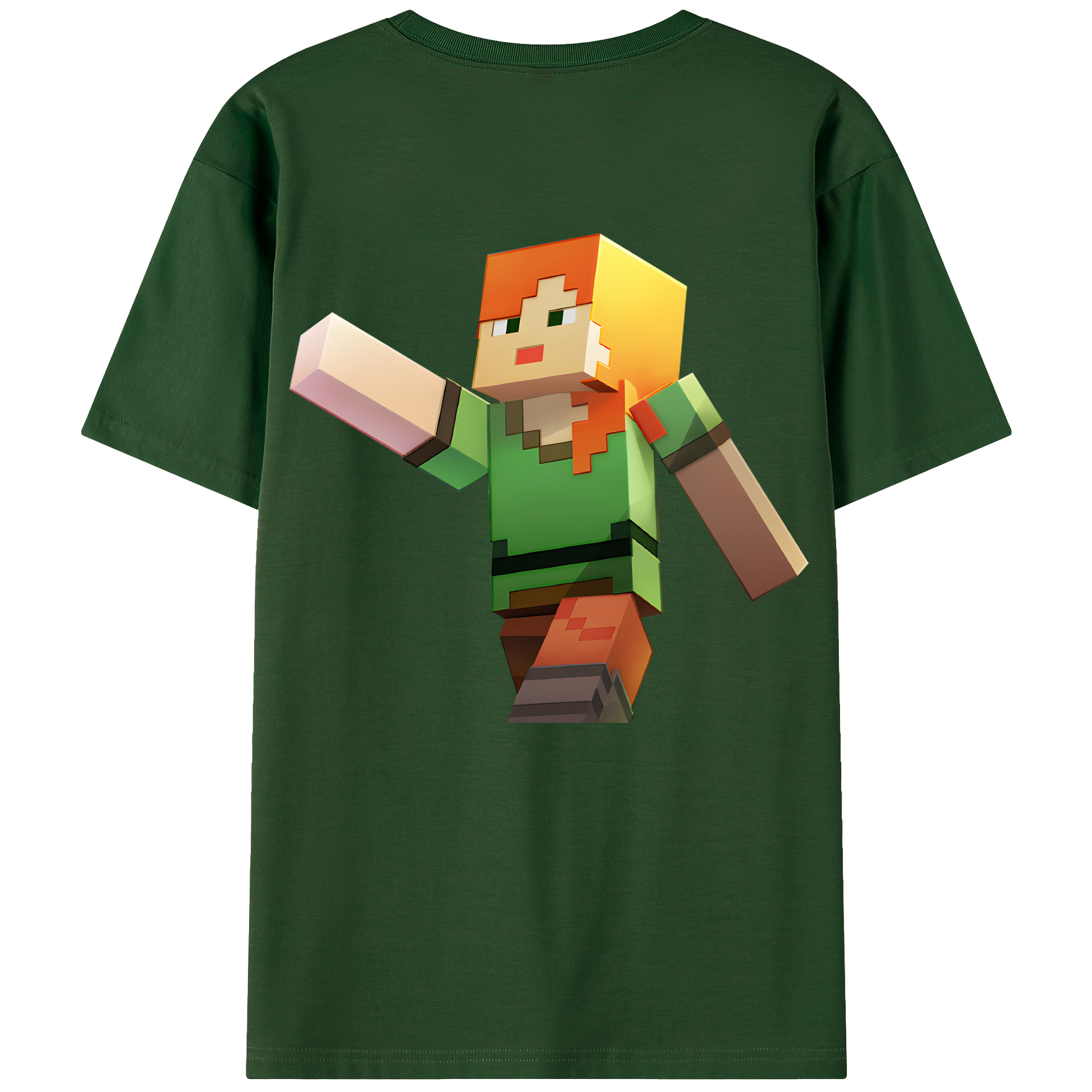 （画像用） マインクラフト ブロックの世界 Minecraft MC Block world 綿100％半袖Tシャツ（背面プリント）